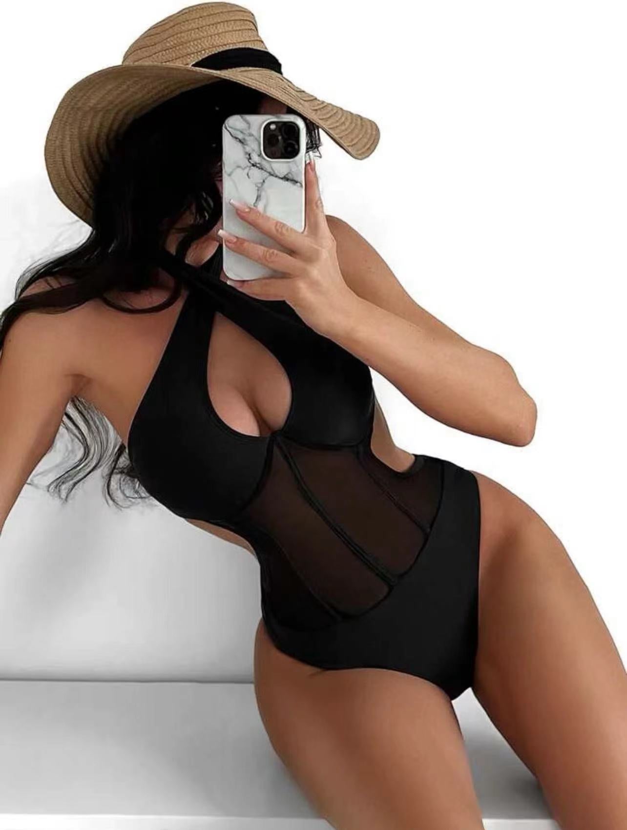 Lady Sexy One-piece Spun Yarn Swimsuit Bikini