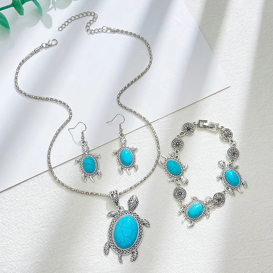 Fashion Turquoise Turtle Three-piece Jewelry