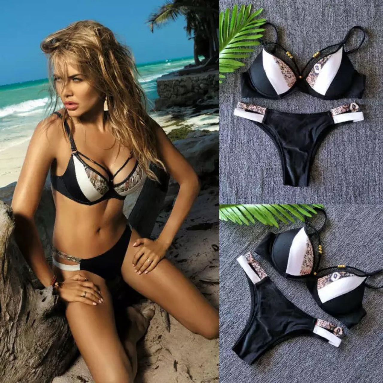 Printed Split Swimwear Foreign Trade Bikini Snake Skin Stitching