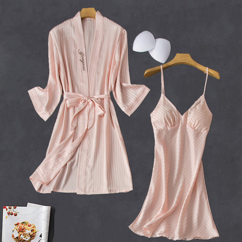 Satin chiffon strap nightgown