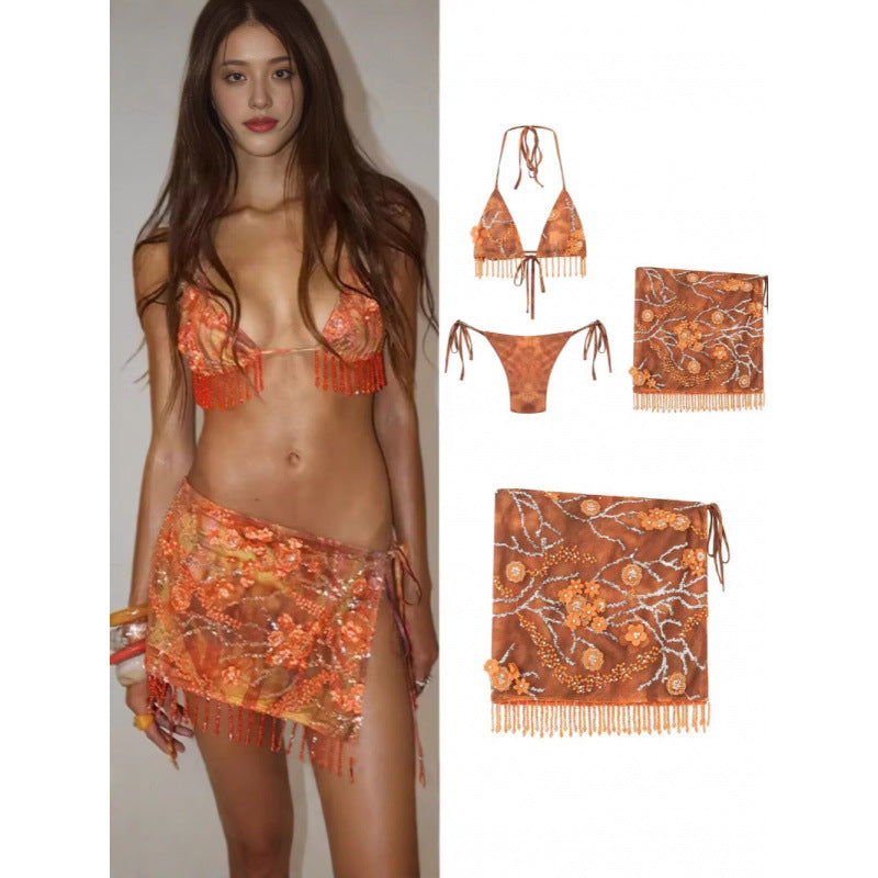 Bikini Tassel Skirt Set For Women - Peek A Boo Undies