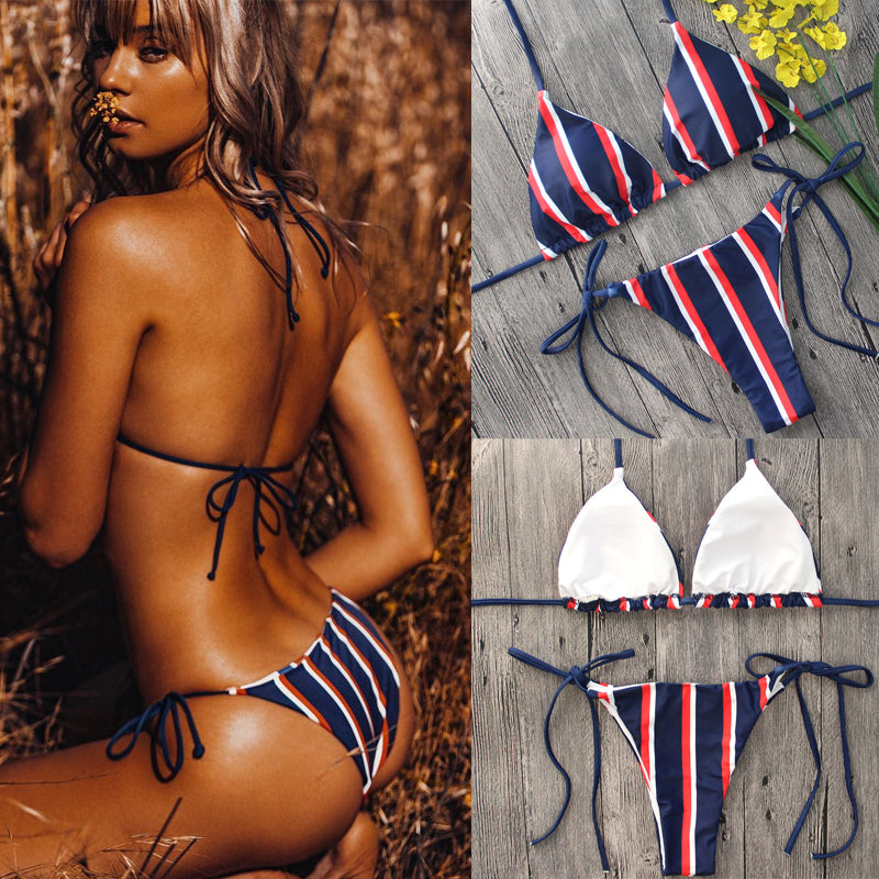 Sexy triangle striped bikini