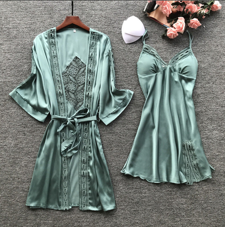 Two-piece spring and autumn nightgown