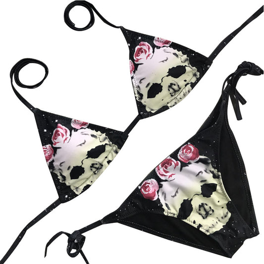 Swimsuit new women's style skull print bikini sexy European and American foreign trade split swimsuit