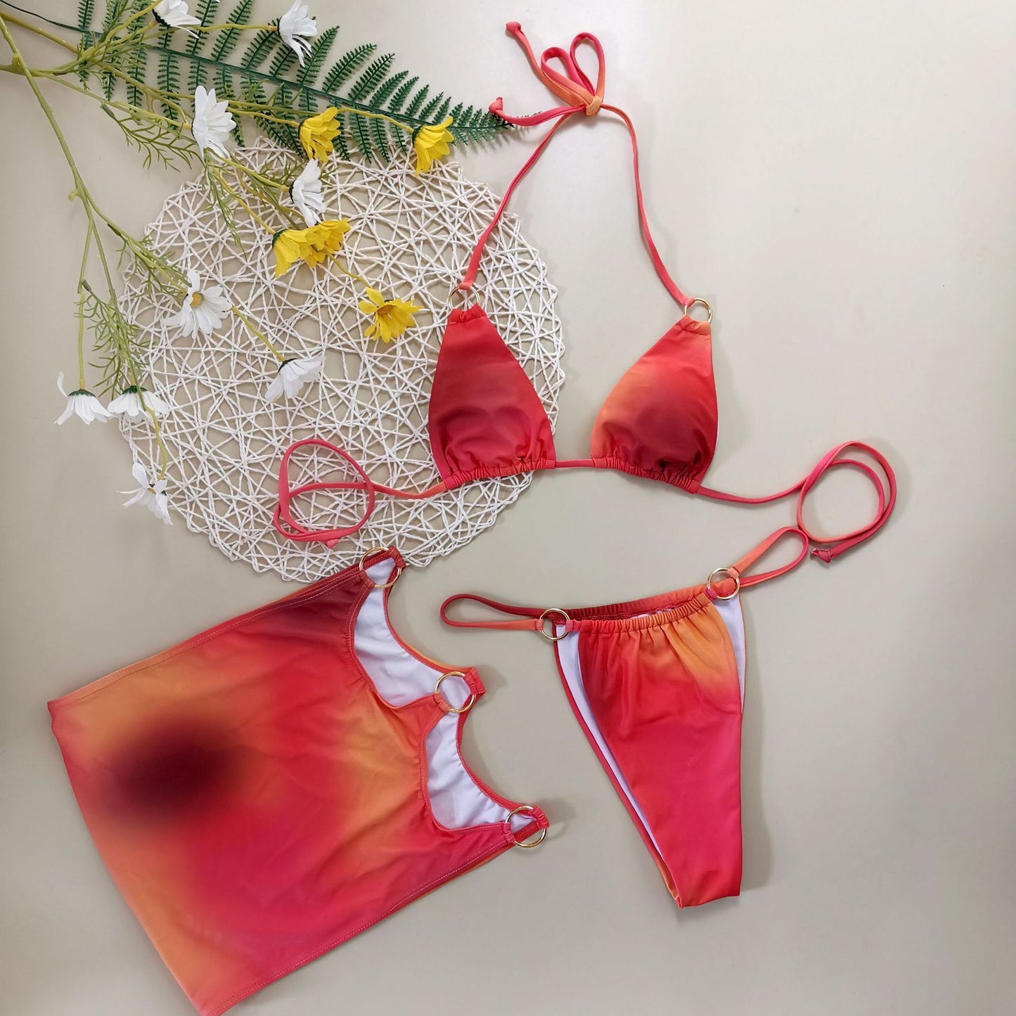 Tie-dye Three-piece Orange Spice Bikini