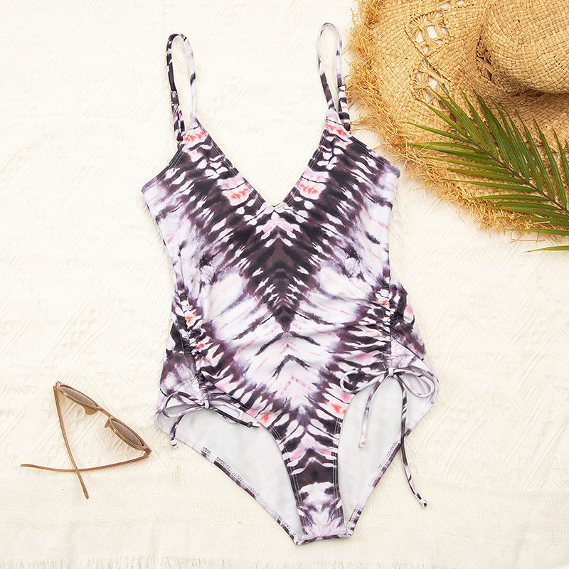 Tie-dye Suspender One-piece Swimsuit