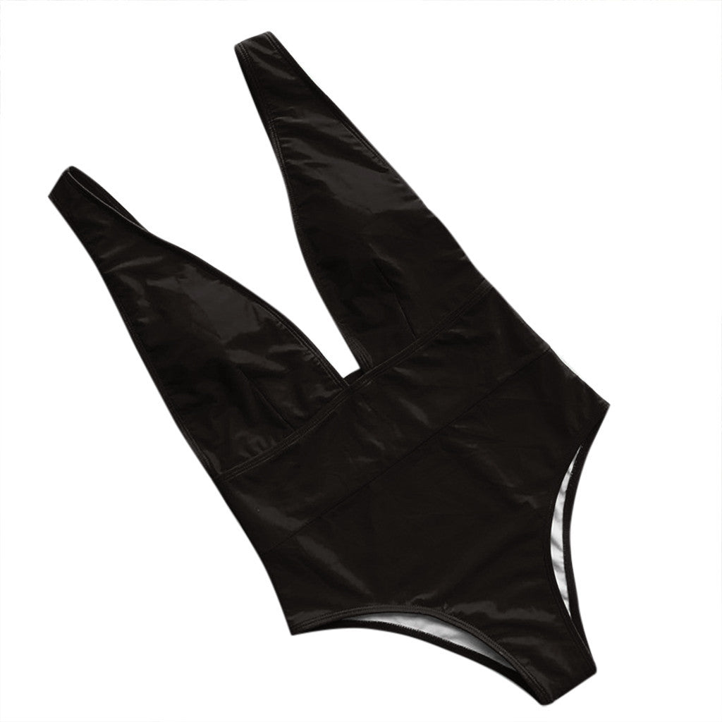 One-piece V-neck, Leak-back And High-waisted Sexy Ladies Swimsuit - Peek A Boo Undies