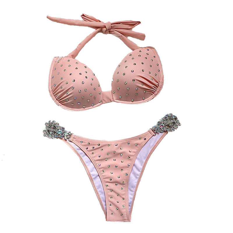 Crystal Diamond Bikini High End Triangle Strap Bikini - Peek A Boo Undies