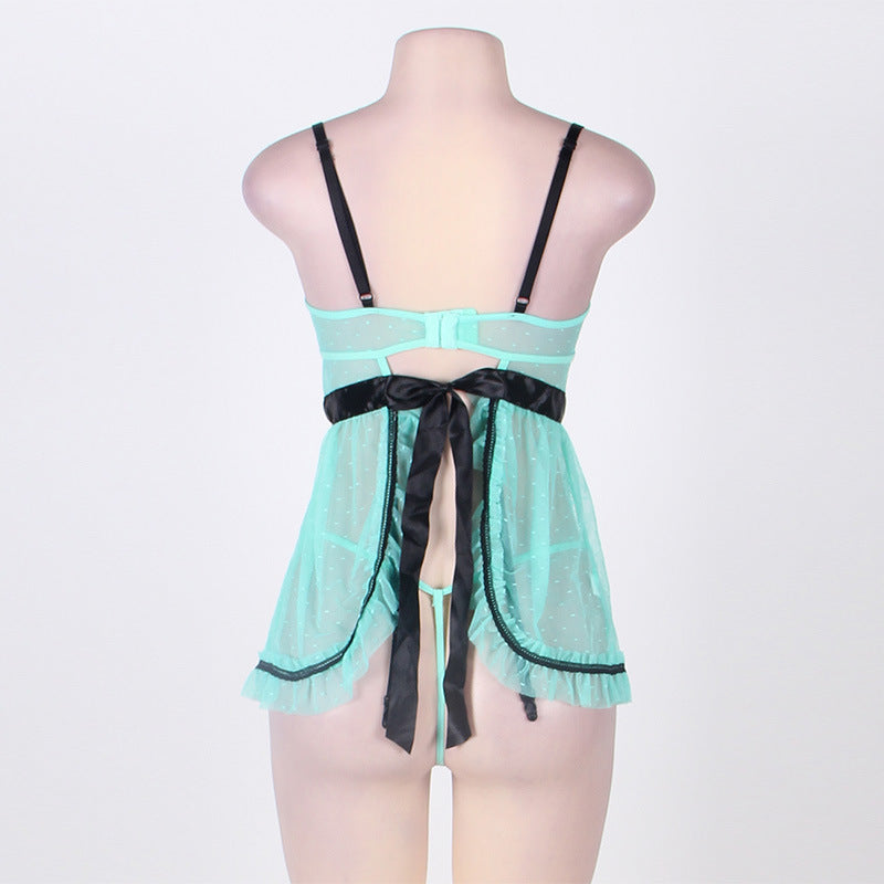 Pajamas Lace Suspender Nightdress - Peek A Boo Undies