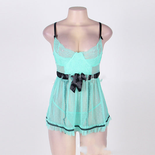 Pajamas Lace Suspender Nightdress - Peek A Boo Undies