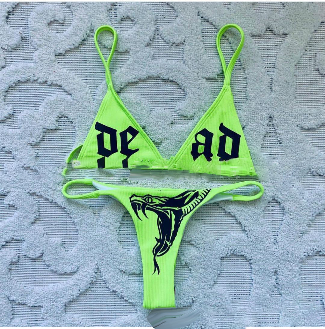 Snakeskin Cloth Fluorescent Color Bikini