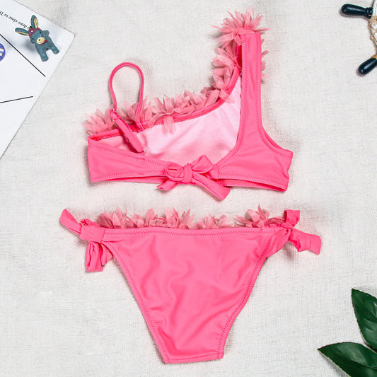 New Style Swimsuit Female Generation Split Baby Pink Lace Swimsuit Wholesale Foreign Trade Cross-Border Children'S Bikini - Peek A Boo Undies