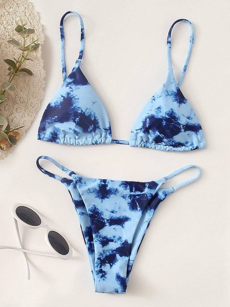 Blue Black Split Bikini