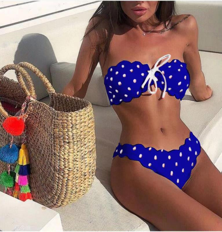 Swimsuit Special Fabric Polka Dot Perforated Printed Bikini Split