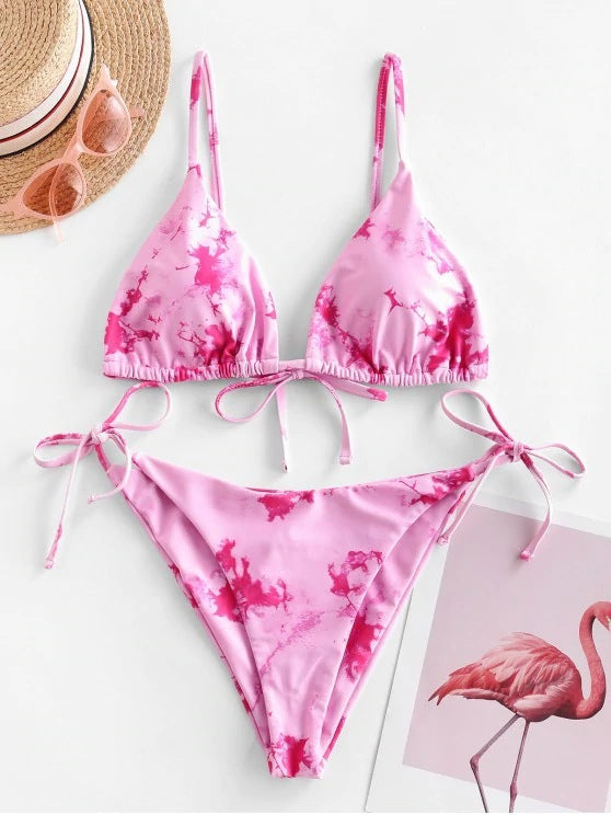 Sexy Halter Tie Dye Bikini Set