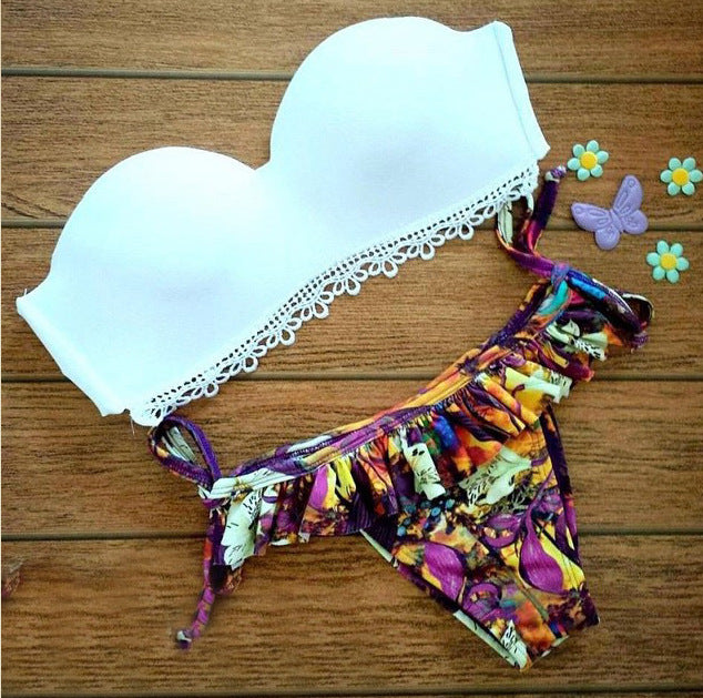 Two-piece Swimsuit Bikini Floral Print Split Swimsuit