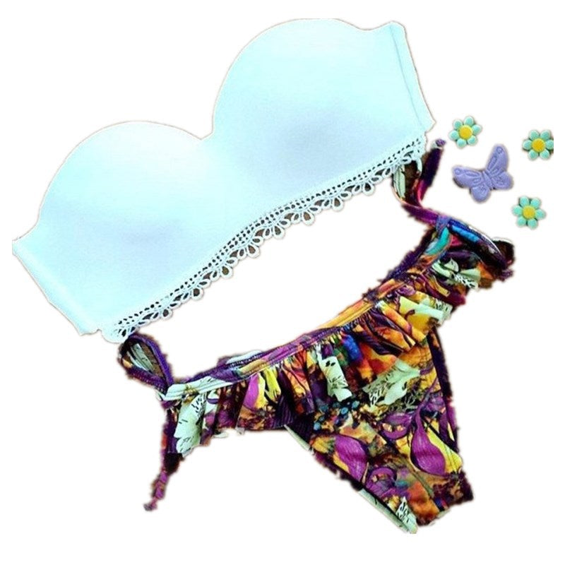 Two-piece Swimsuit Bikini Floral Print Split Swimsuit