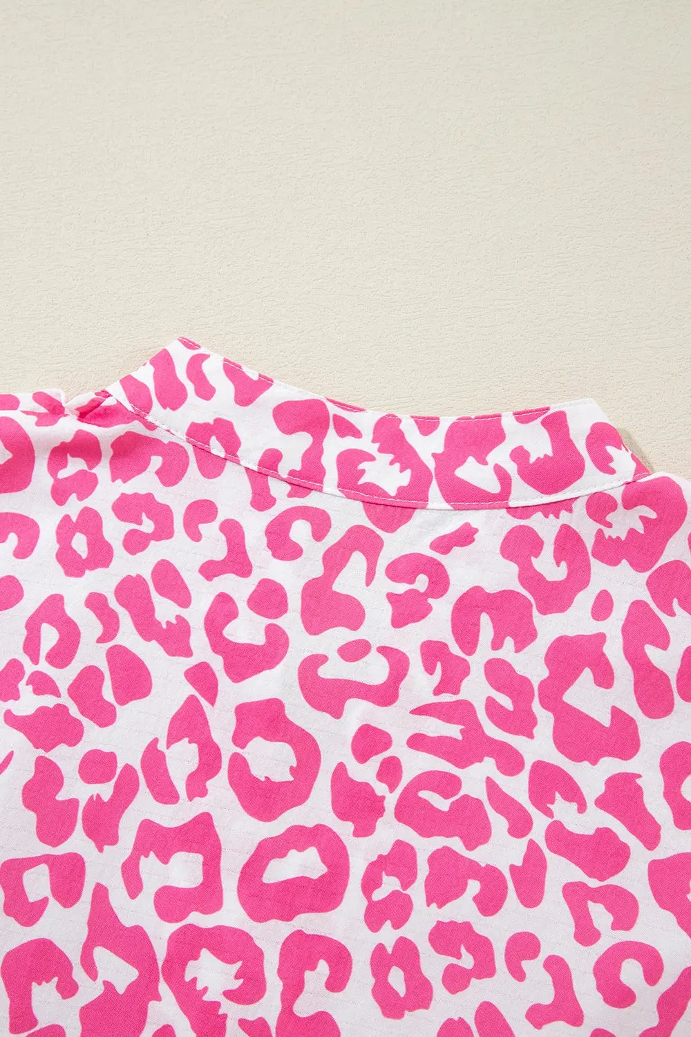 Leopard Notched Long Sleeve Shirt Dress - Image #4