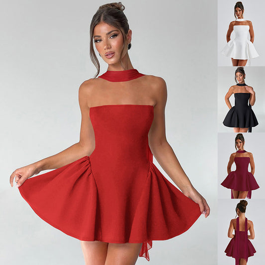 Sexy Tube Top Dress With Back Zipper Design Ins Fashion Short Dress For Party Clothing Women - Peek A Boo Undies
