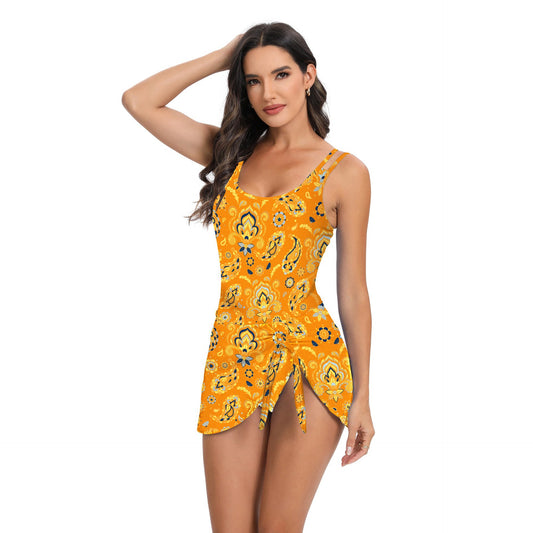 Conservative Swimwear Women's Plus Size One-piece Printed High Waist Swimsuit