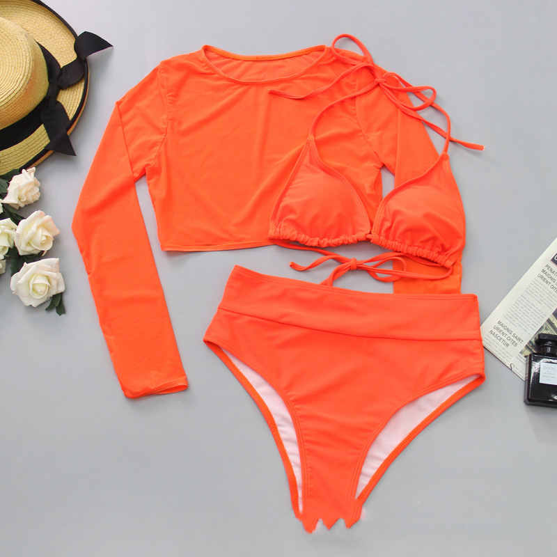 New Swimsuit Sexy Bikini High Waist Three-piece Set