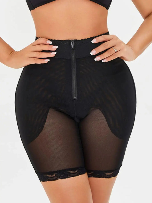 Full Size High-Waisted Lace Trim Shaping Shorts - Image #1