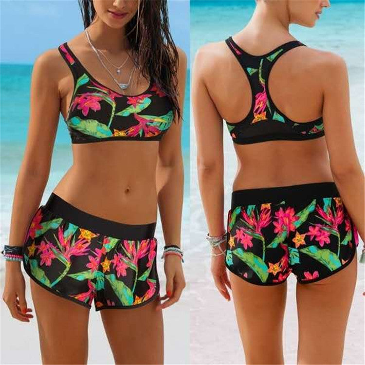 Women's Fashion Split Leaf Print Bikini