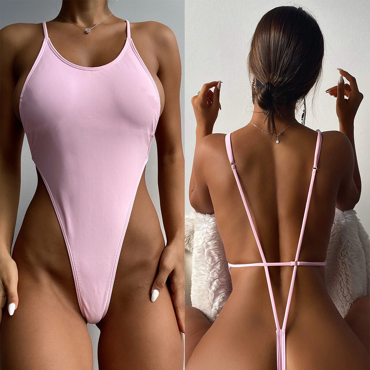 One-piece Swimsuit  Triangle Solid Color