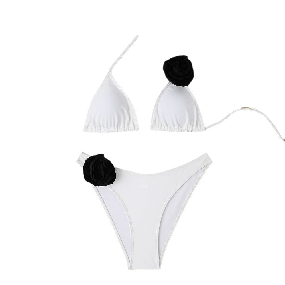 Women's Three-dimensional Flower Bikini Triangle Bag Lace-up Split Swimsuit Suit