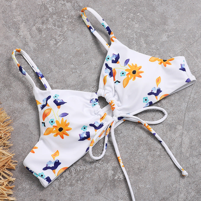 Contrast Floral Print Bikini