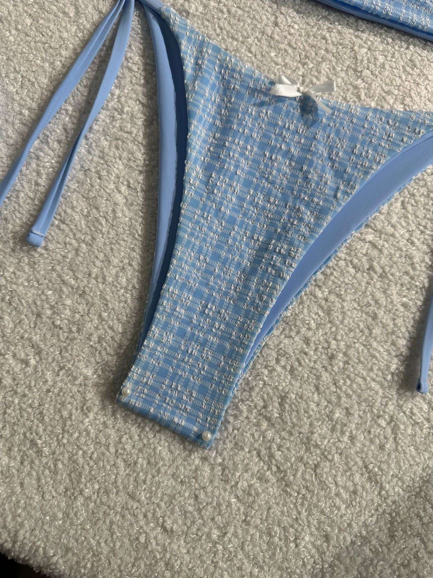 Plaid Collar Sleeveless Slim Fit Top Drawstring Short Lace Pants  Swimsuit