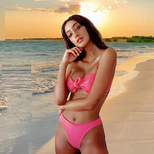New Swimwear Dot High Waist Split Bikini European And American Swimsuit - Peek A Boo Undies