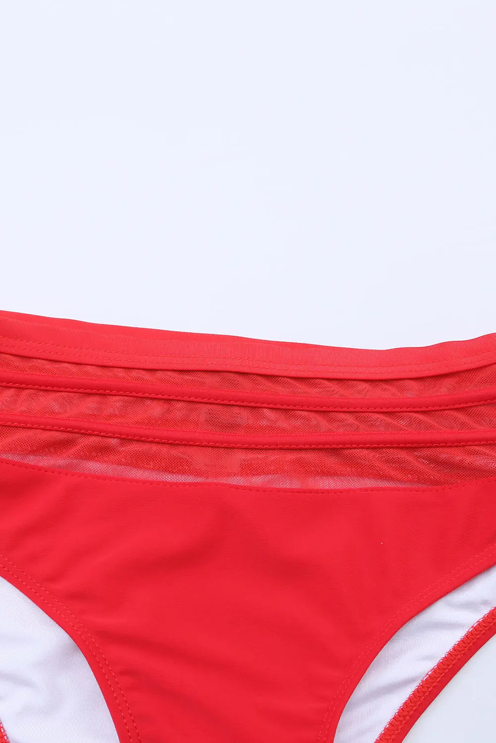 Red Scalloped Criss Cross High Waist Bikini - Image #7