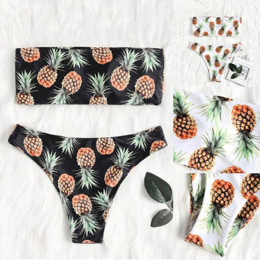 Tube Top Bikini Pineapple Swimsuit Split Swimsuit Women Swimwear