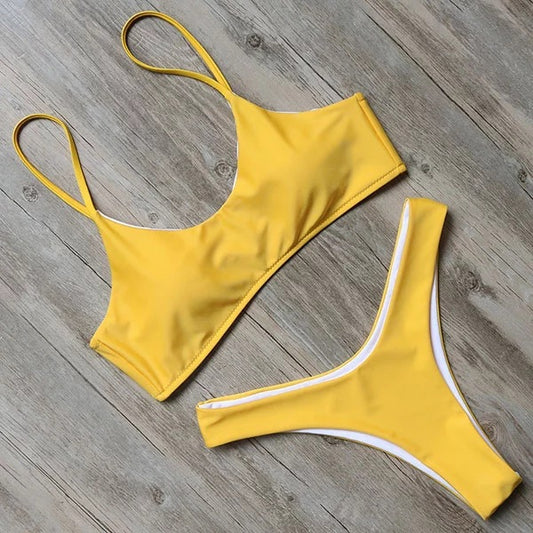 Women's Simple Clean Solid Color Bikini Swimsuit