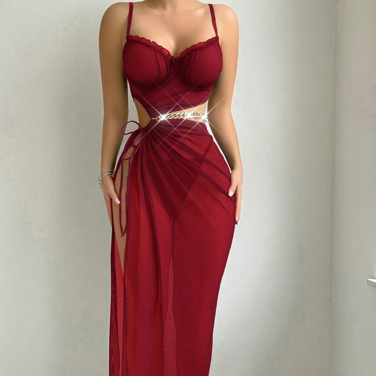 Sultry Red Long Lingerie