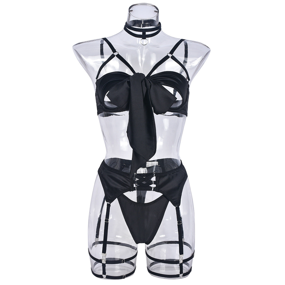 Bow Tie Hot Lingerie Comfortable Four-piece Set - Peek A Boo Undies