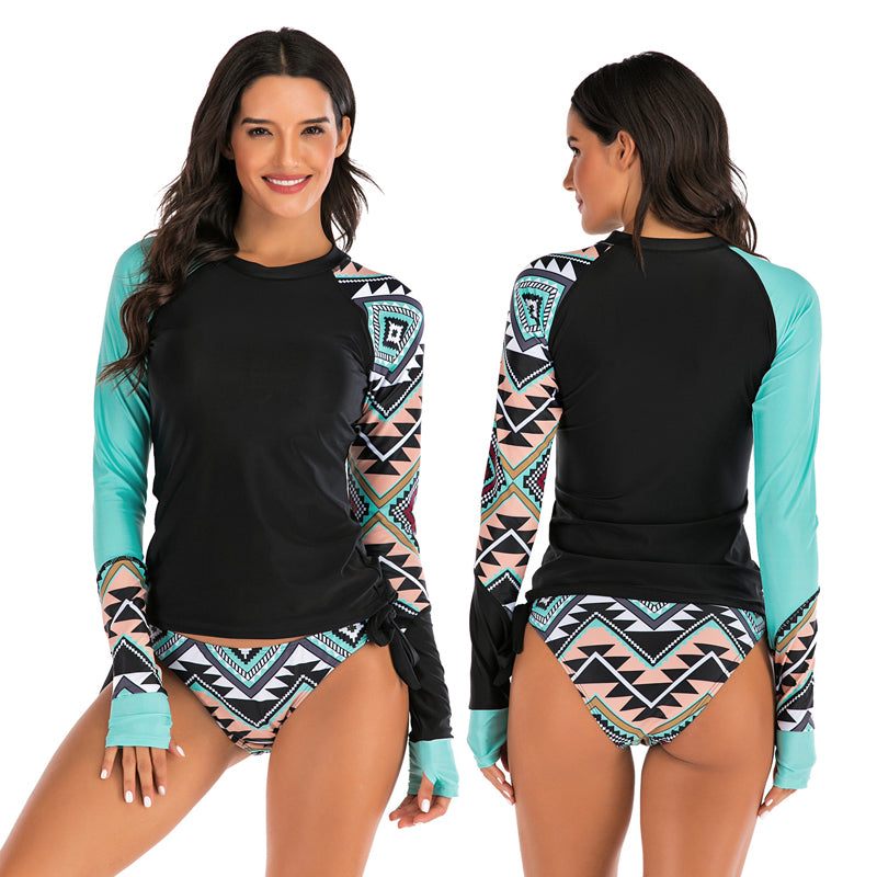 Casual Split Long-sleeved Surfing Suit Sunscreen Female Swimsuit