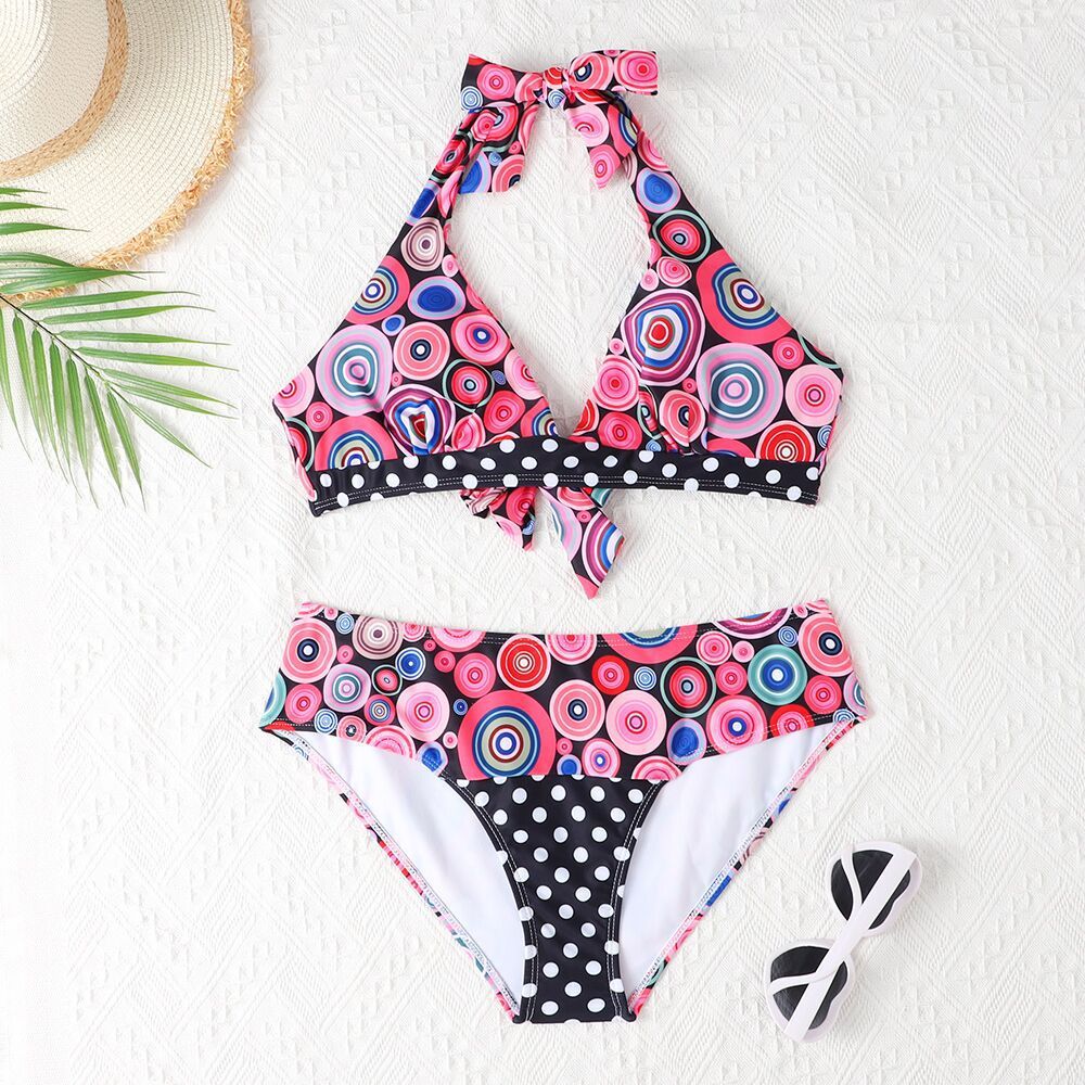 Women's Printed High Waist Split Bikini Suit