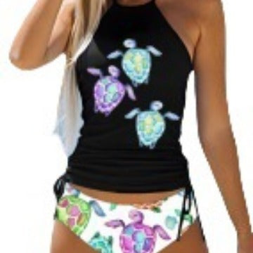 Split Colorful Swimsuit