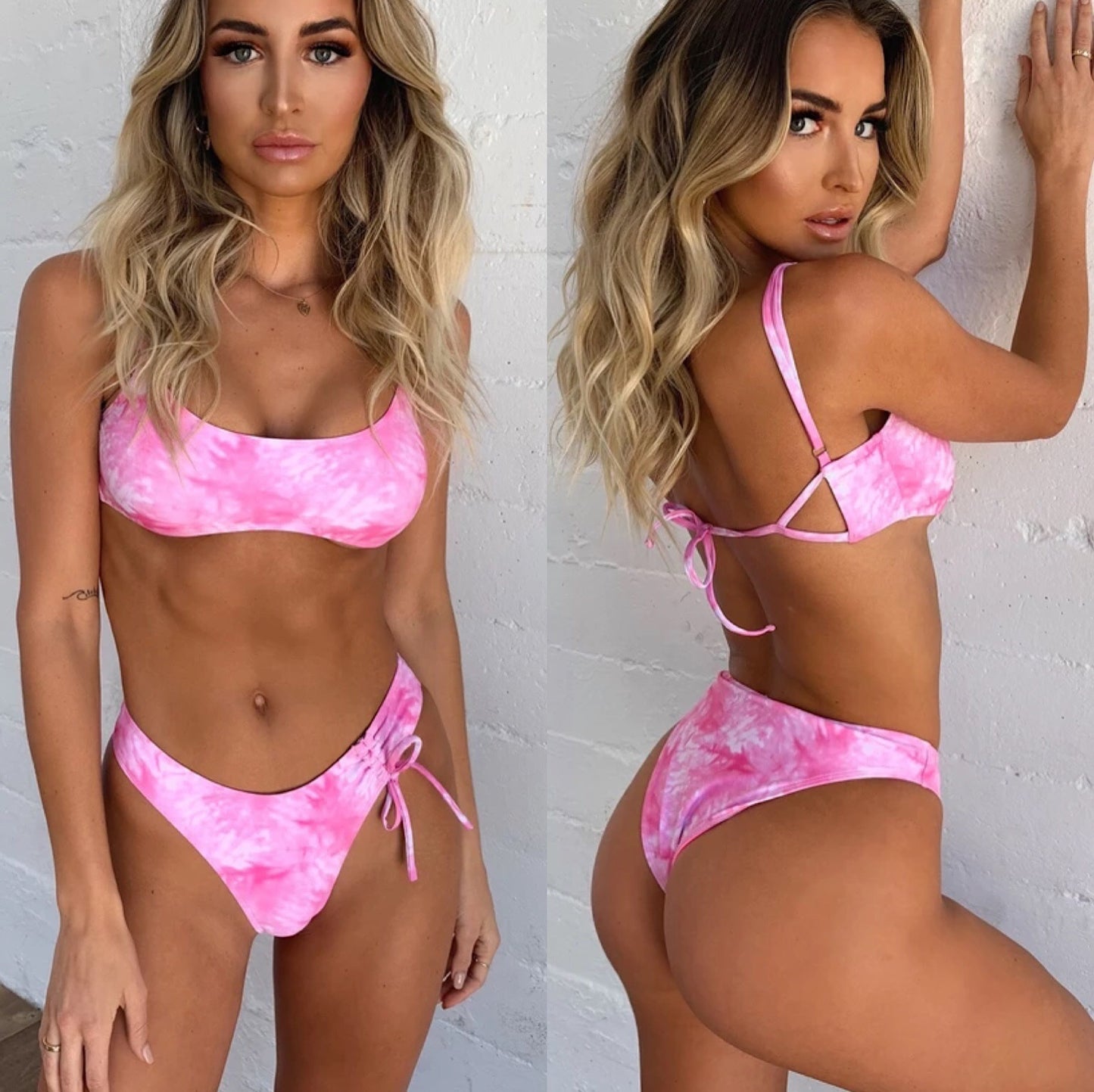 Color blooming split bikini