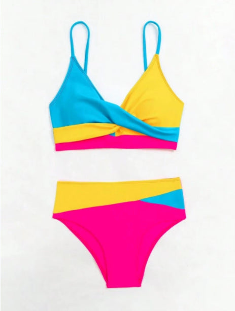 Split Swimsuit Color Matching Color Contrast Bikini Bikini Swimsuit