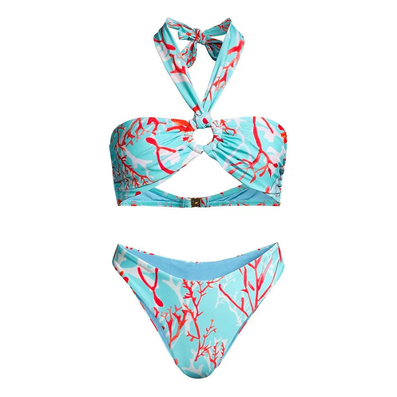 Women's Slim Split Floral Bikini Suit