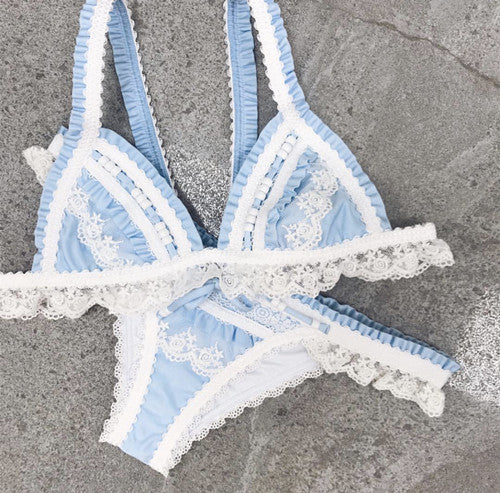 Solid Color Swimsuit Sexy Lace Stitching Bikini