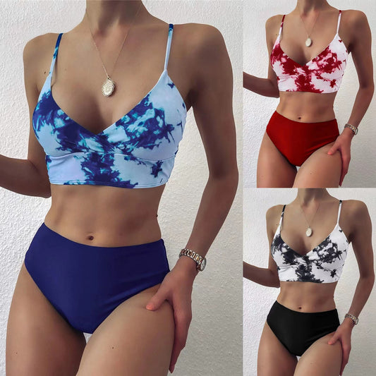 Multicolor Tie-dye Printed Bikini Women's Suit