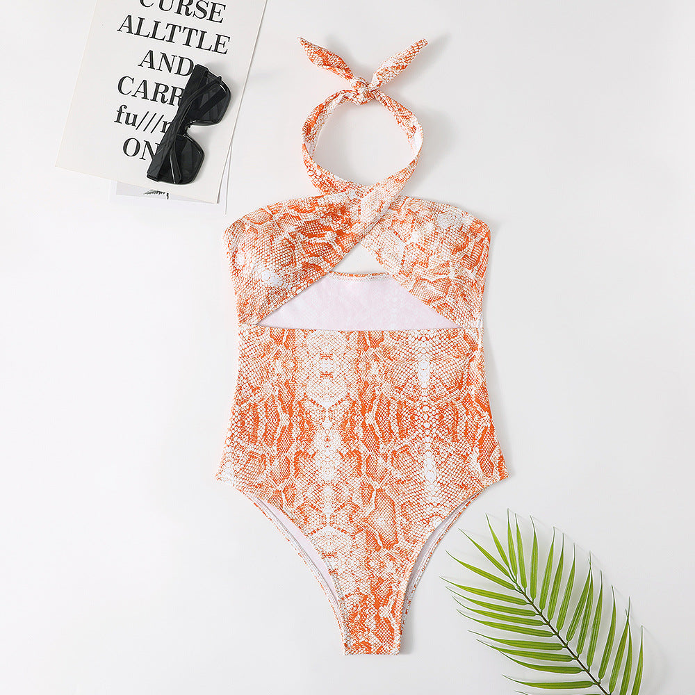 Women's Triangle Bikini With Snake Print