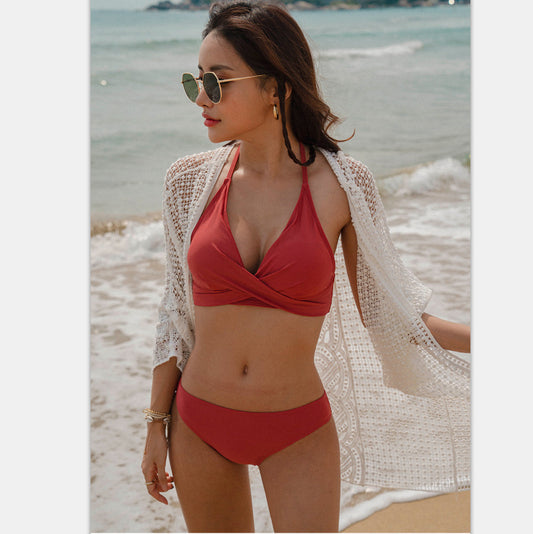 Swimsuit Women Fashion Sexy Slim Slimming Small Breasts Gather Beach Beach Bikini Swimwear