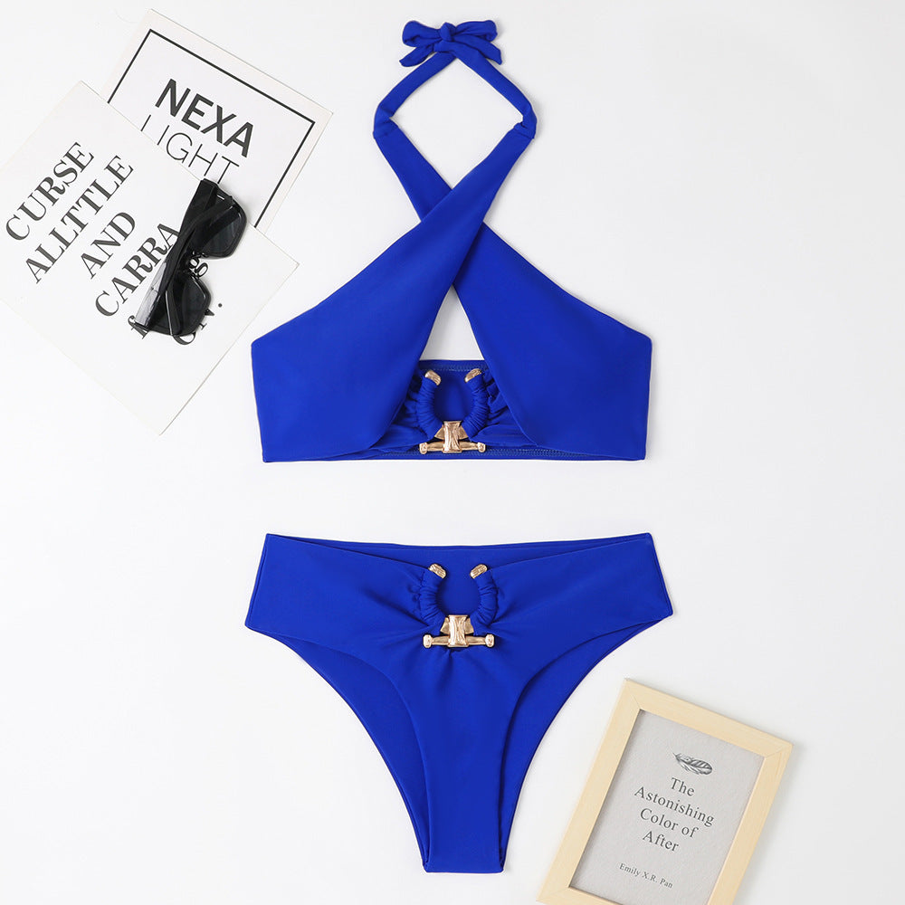 Cross-halterneck Swimsuit