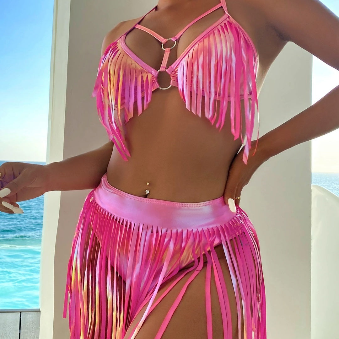 Women's Bronzing Tassel Bikini Swimsuit