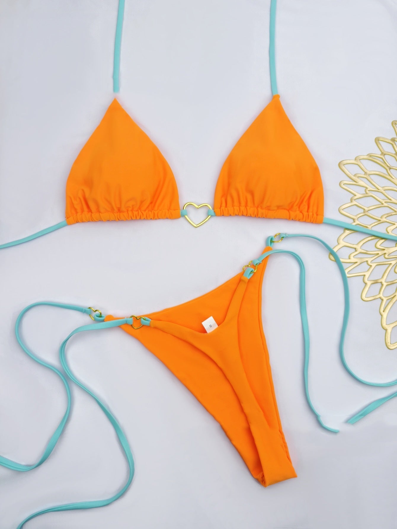 Lace Up Split Bikini Swimsuit